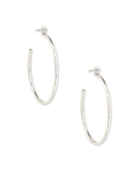 Audrey 14k White Gold Hoop Earrings in White Diamond