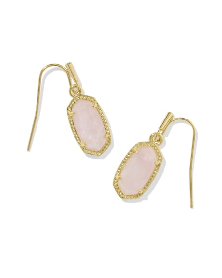 Lee Gold Drop Earrings in Rose Quartz