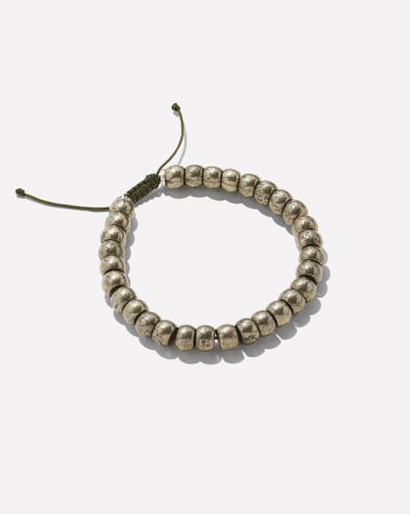 Cade Oxidized Sterling Silver Beaded Bracelet in Pyrite