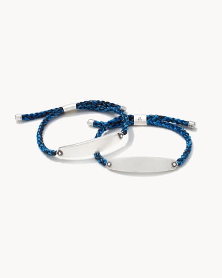 Robert Oxidized Sterling Silver Corded Bracelet in Blue Mix