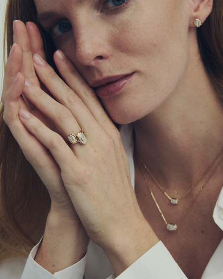 1 ct Lab Grown White Diamond Custom Elisa Statement Ring in 14k Yellow Gold