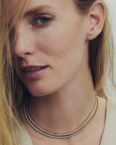 4.73 ct Lab Grown White Diamond Tennis Necklace in 14k Yellow Gold