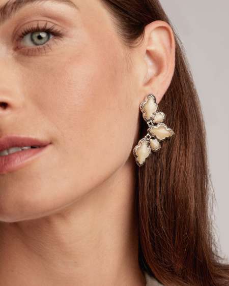 Abbie Vintage Silver Etch Frame Statement Earring