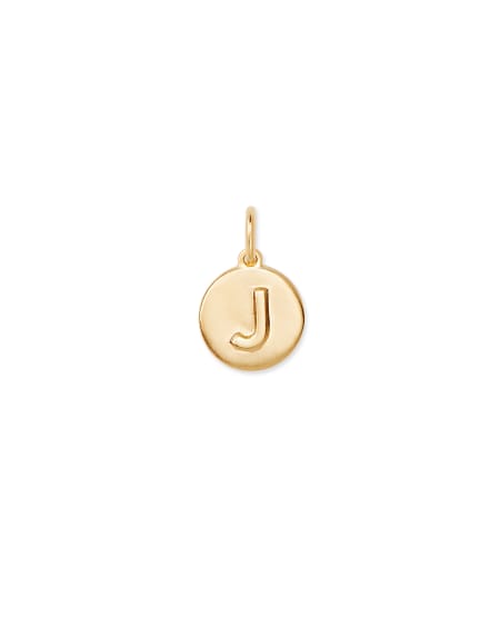 Letter J Coin Charm in 18k Gold Vermeil