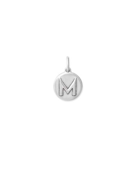 Letter M Coin Charm in Oxidized Sterling Silver