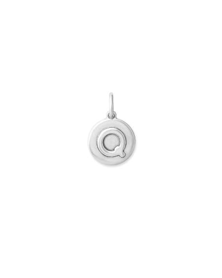 Letter Q Coin Charm in Oxidized Sterling Silver
