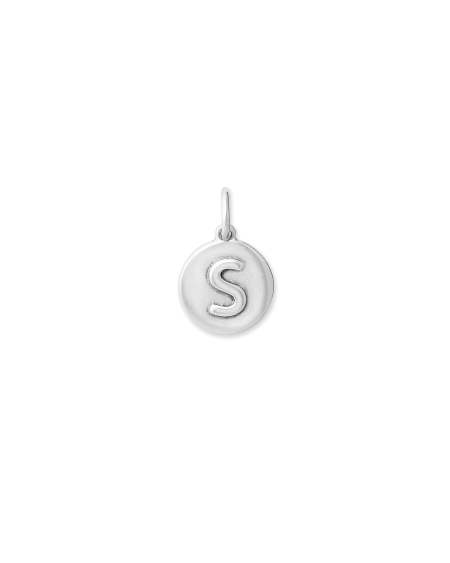 Letter S Coin Charm in Oxidized Sterling Silver