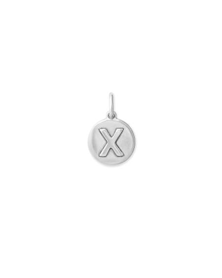 Letter X Coin Charm in Oxidized Sterling Silver