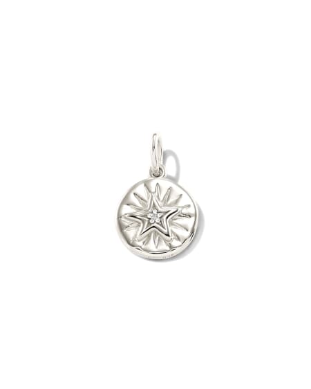 Shooting Star Oxidized Sterling Silver Charm in White Sapphire