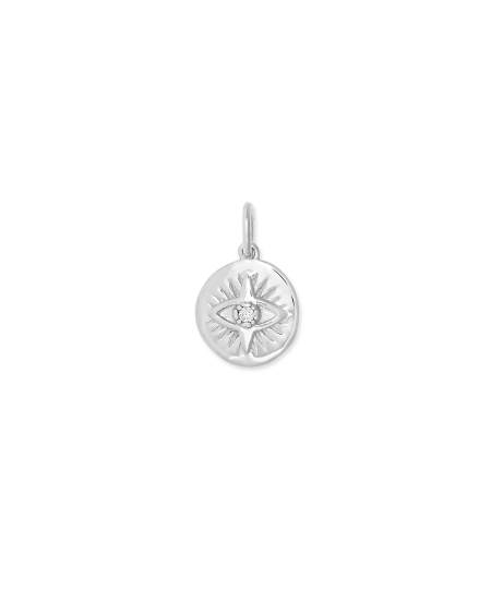 Evil Eye Coin Charm in Sterling Silver