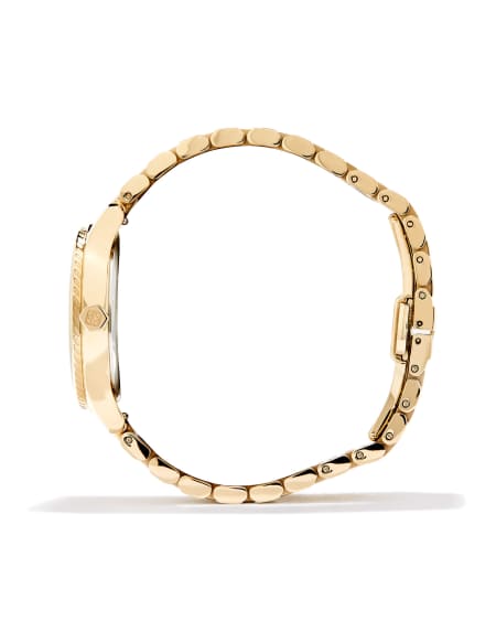 Alex Gold Tone Stainless Steel 35mm Diamond Dial Watch in Ivory Mother-of-Pearl