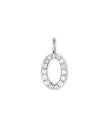14k White Gold Letter O Charm in White Diamond