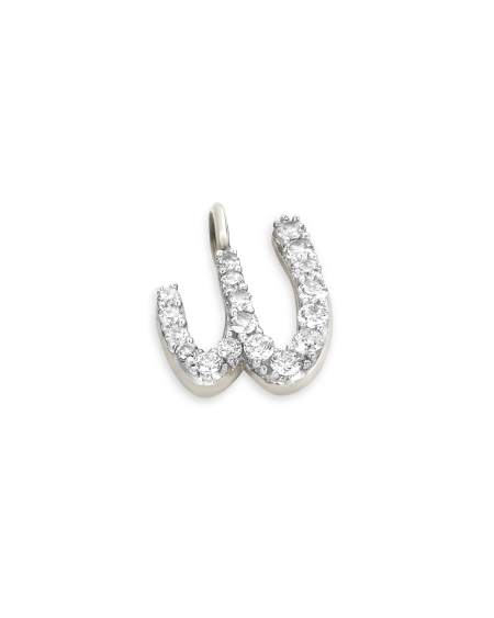 0.12 ct 14k White Gold Letter W Charm in White Diamond