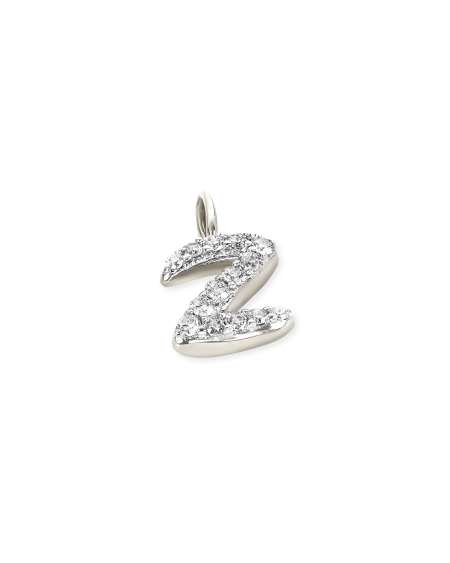 14k White Gold Letter Z Charm in White Diamond