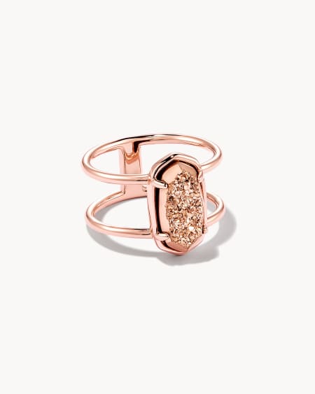 Elyse 18k Rose Gold Vermeil Double Band Ring in Rose Gold Drusy