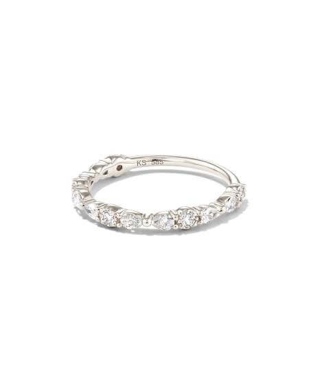 Melanie 14k White Gold Band Ring in White Diamond