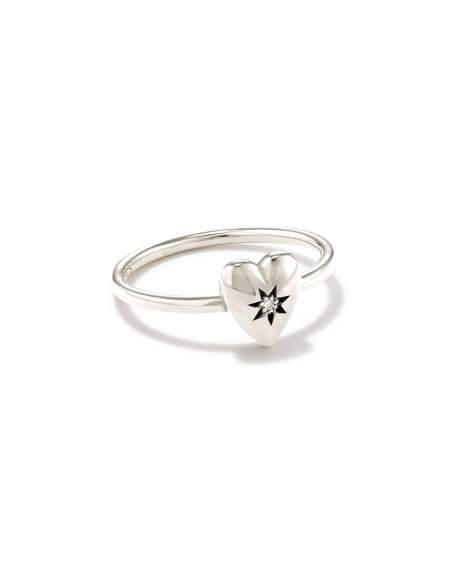 Angie Heart Bright Cut Band Ring in Sterling Silver