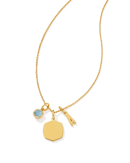 Birthstone and Letter Charm Necklace Set, , large