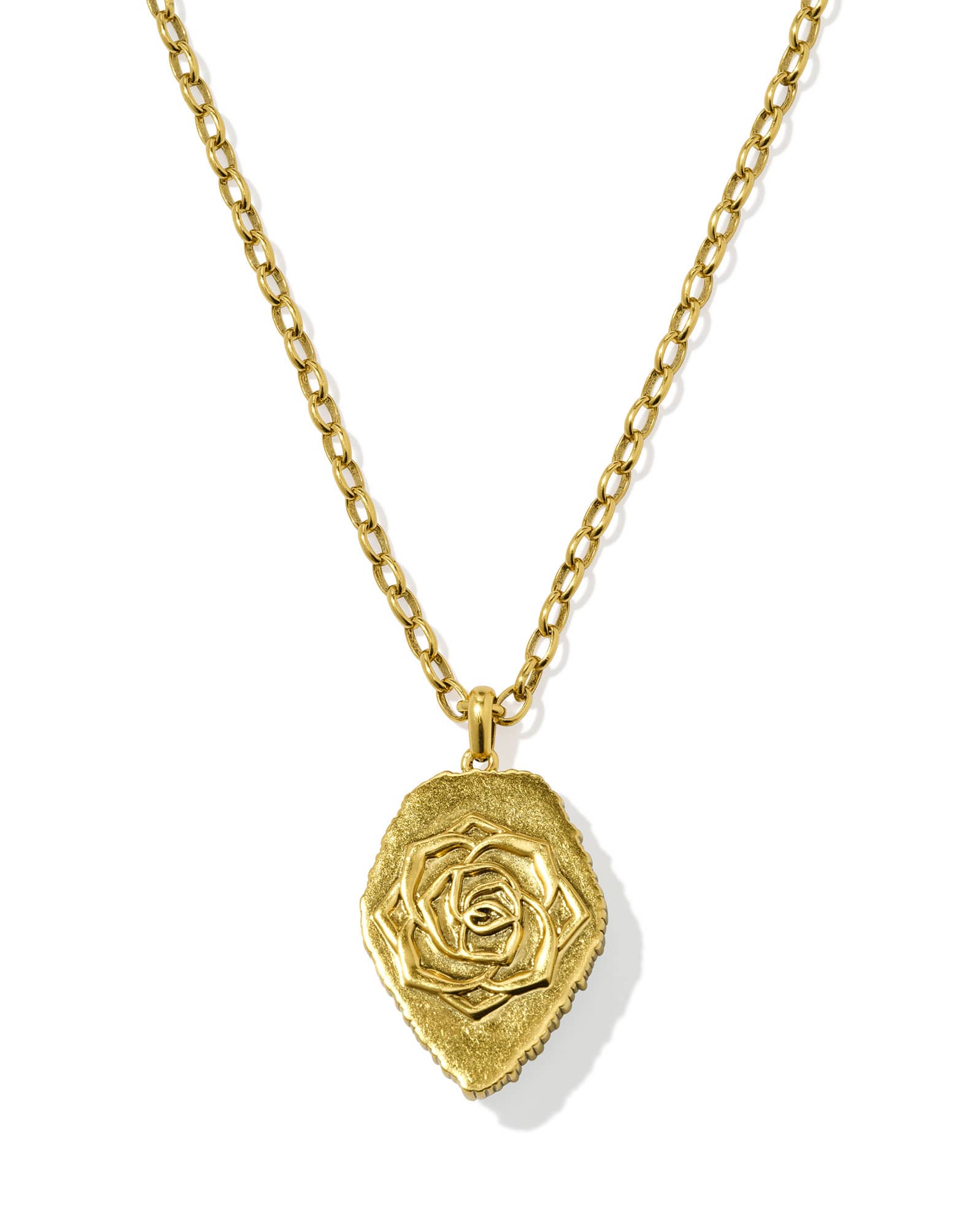 Tessa Vintage Gold Small Long Pendant Necklace in Bronze Drusy