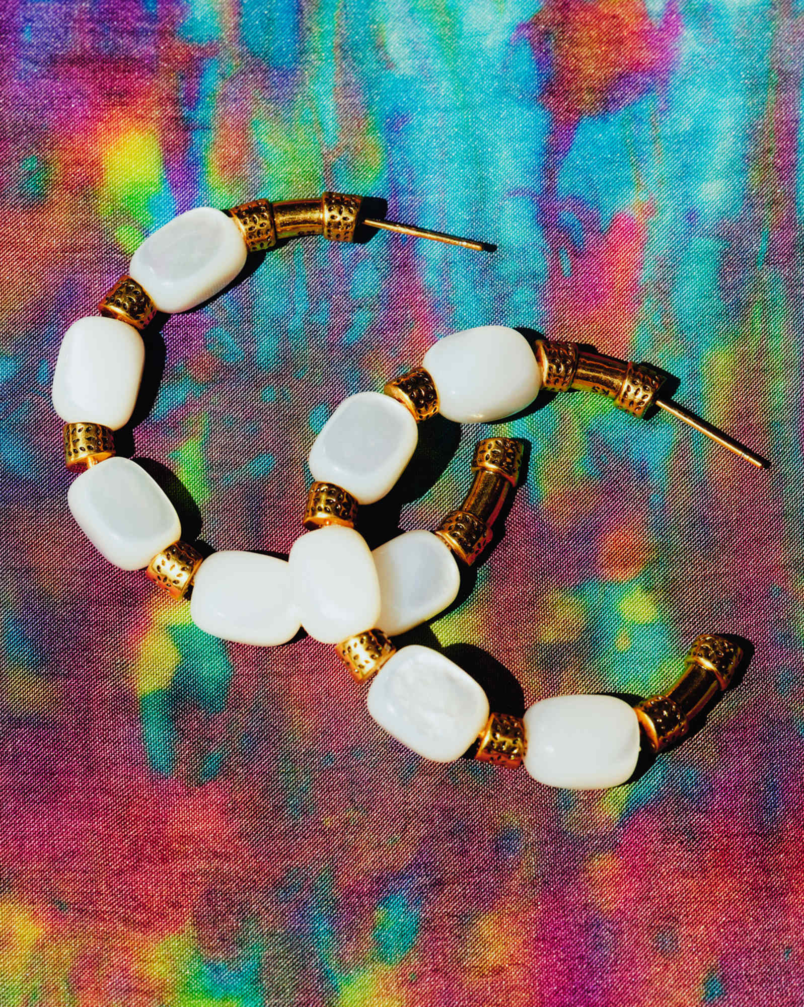 Melinda Vintage Gold Beaded Hoop Earrings