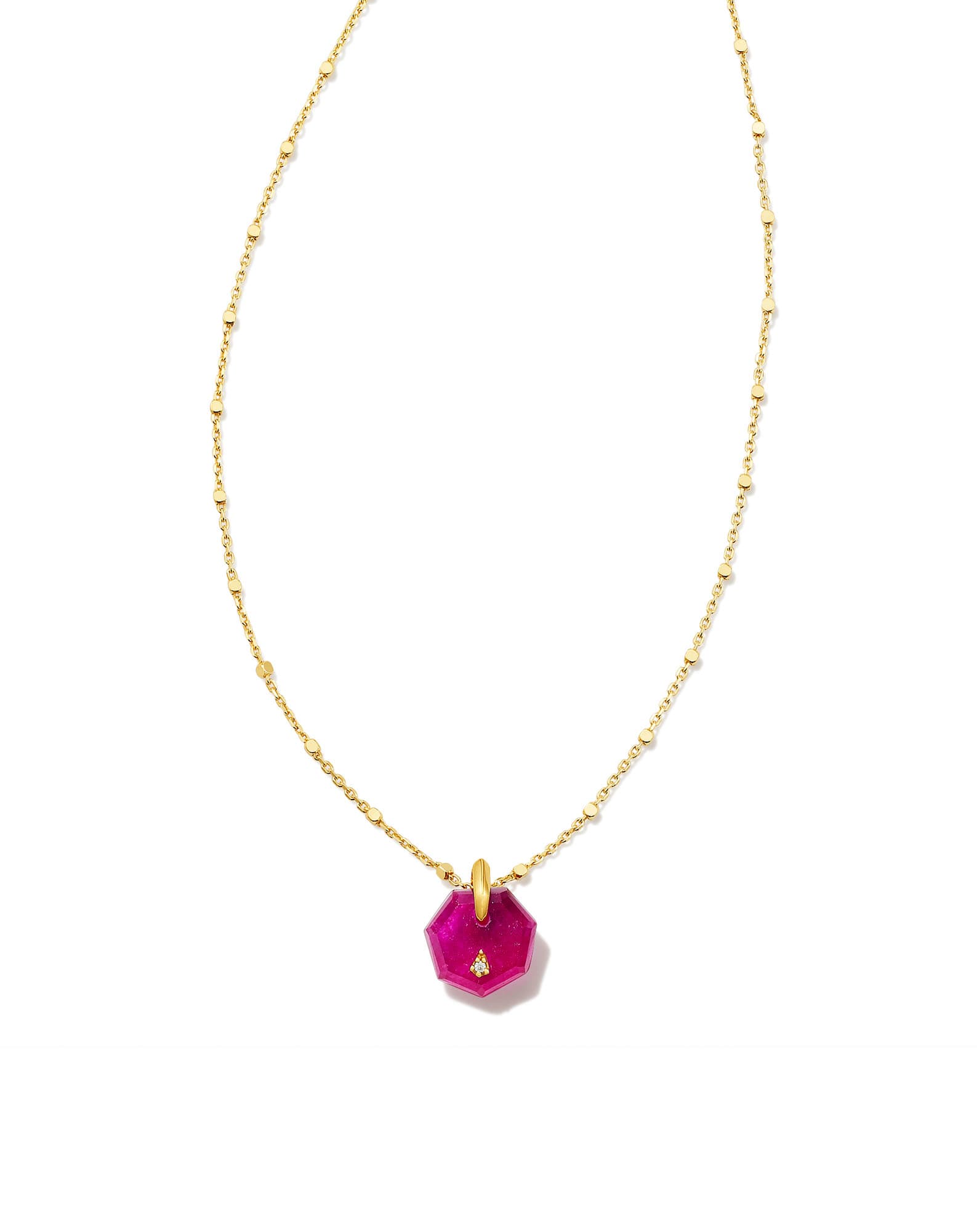 Anna Kate 18k Gold Vermeil Pendant Necklace in Pink Quartzite