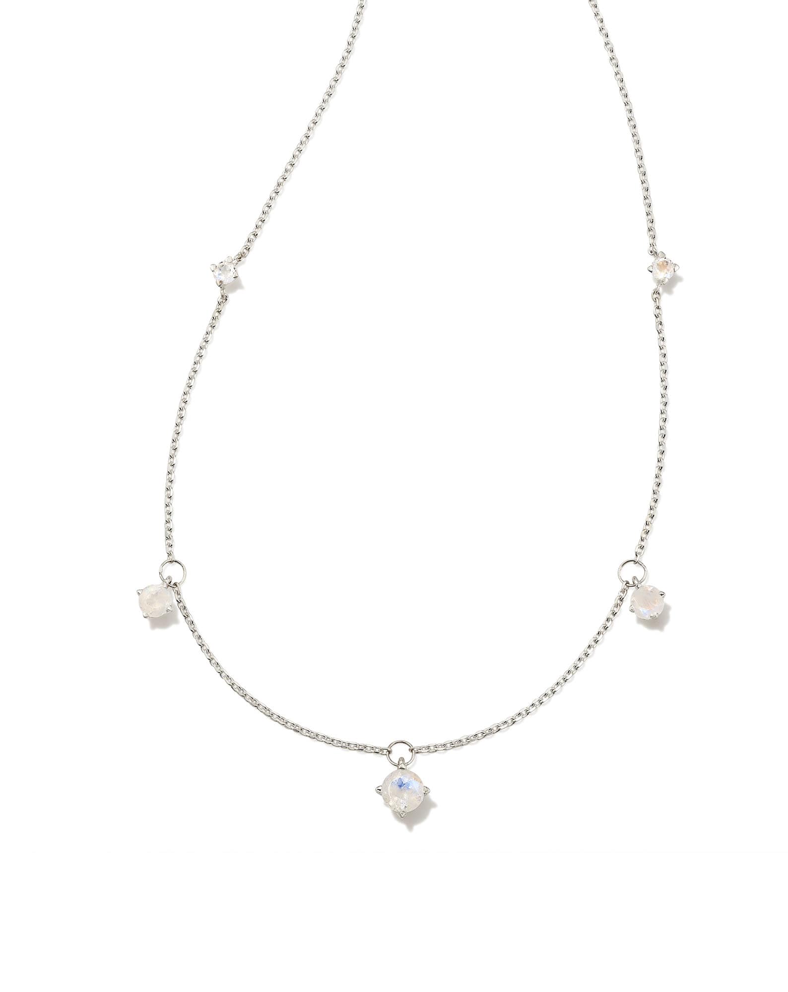 Blakely Sterling Silver Strand Necklace in Rainbow Moonstone