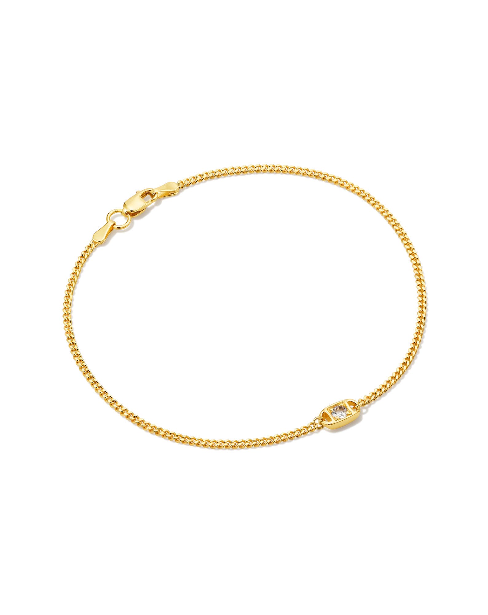 Delaney 18k Gold Vermeil Curb Chain Bracelet in White Sapphire