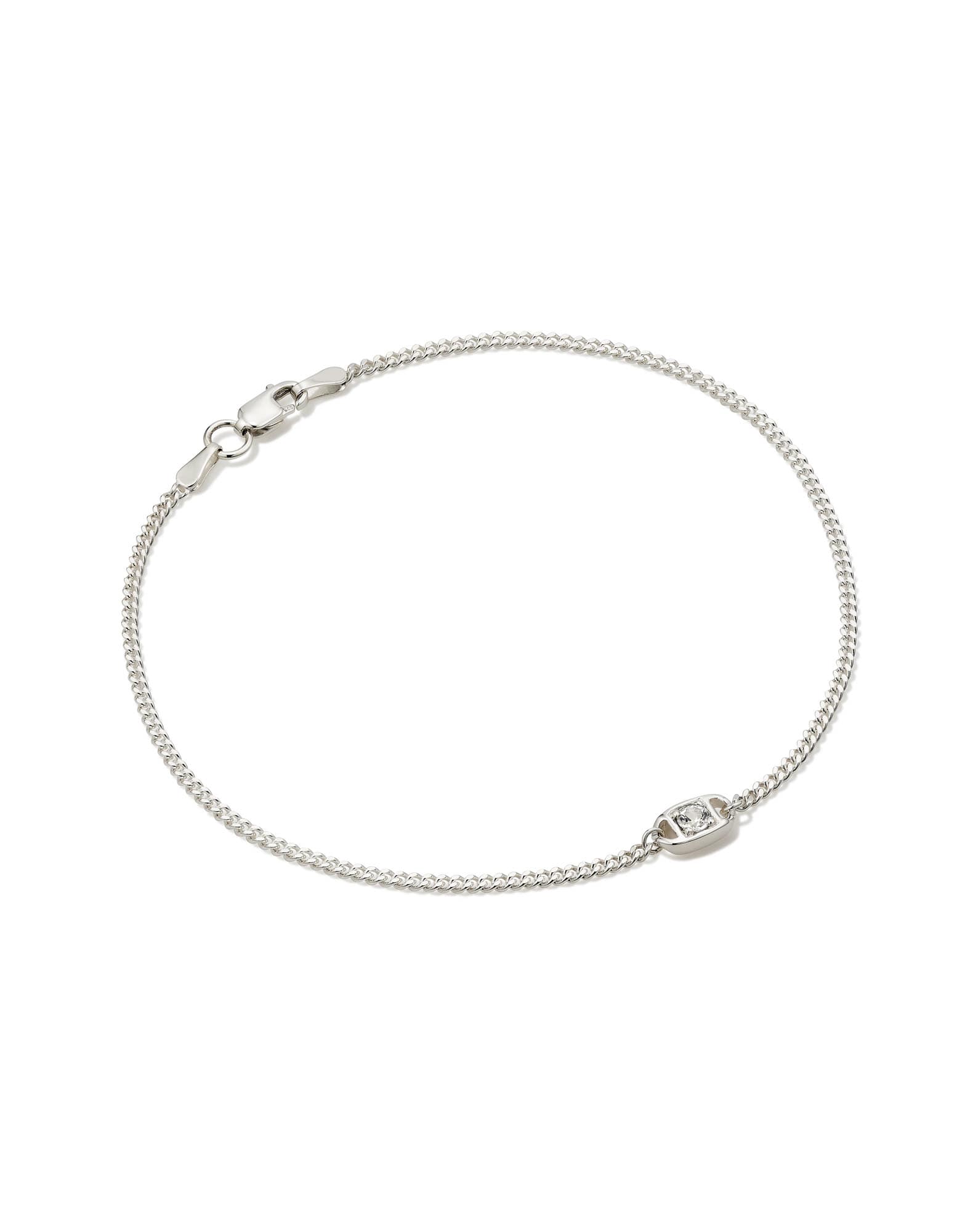 Delaney Sterling Silver Curb Chain Bracelet in White Sapphire