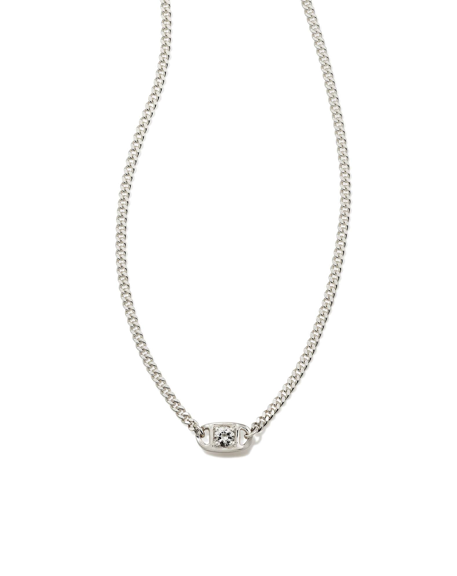 Delaney Sterling Silver Curb Chain Pendant Necklace in White Sapphire