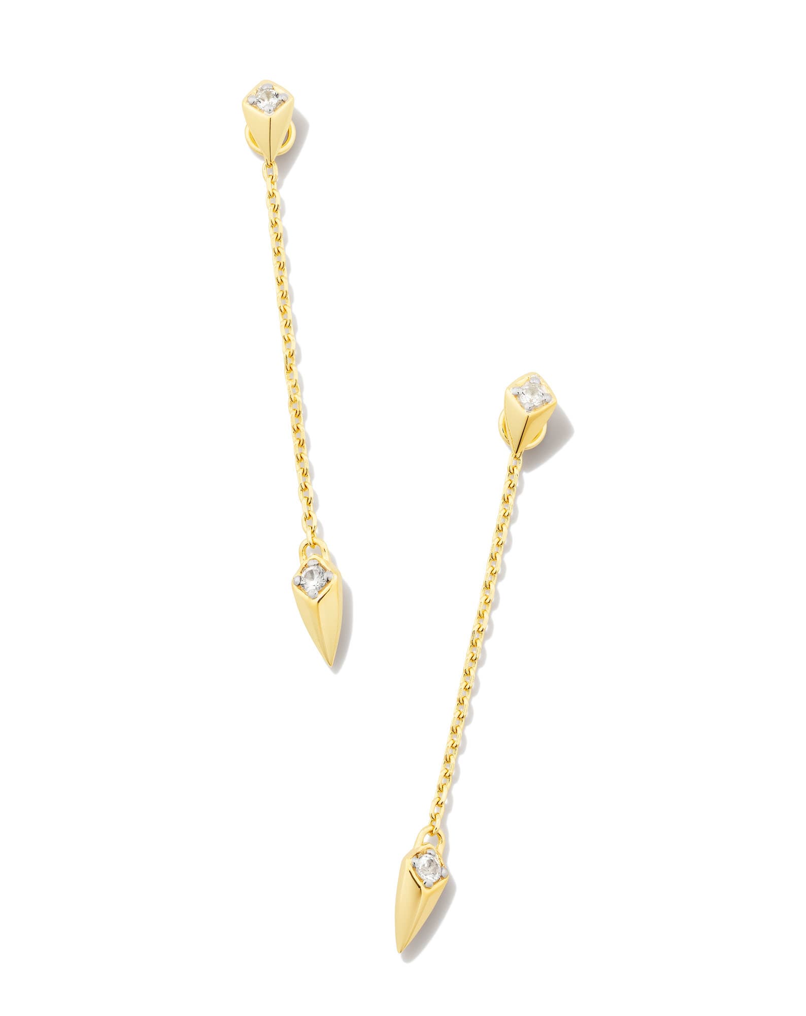 Kara 18k Gold Vermeil Convertible Stud Earrings in White Sapphire