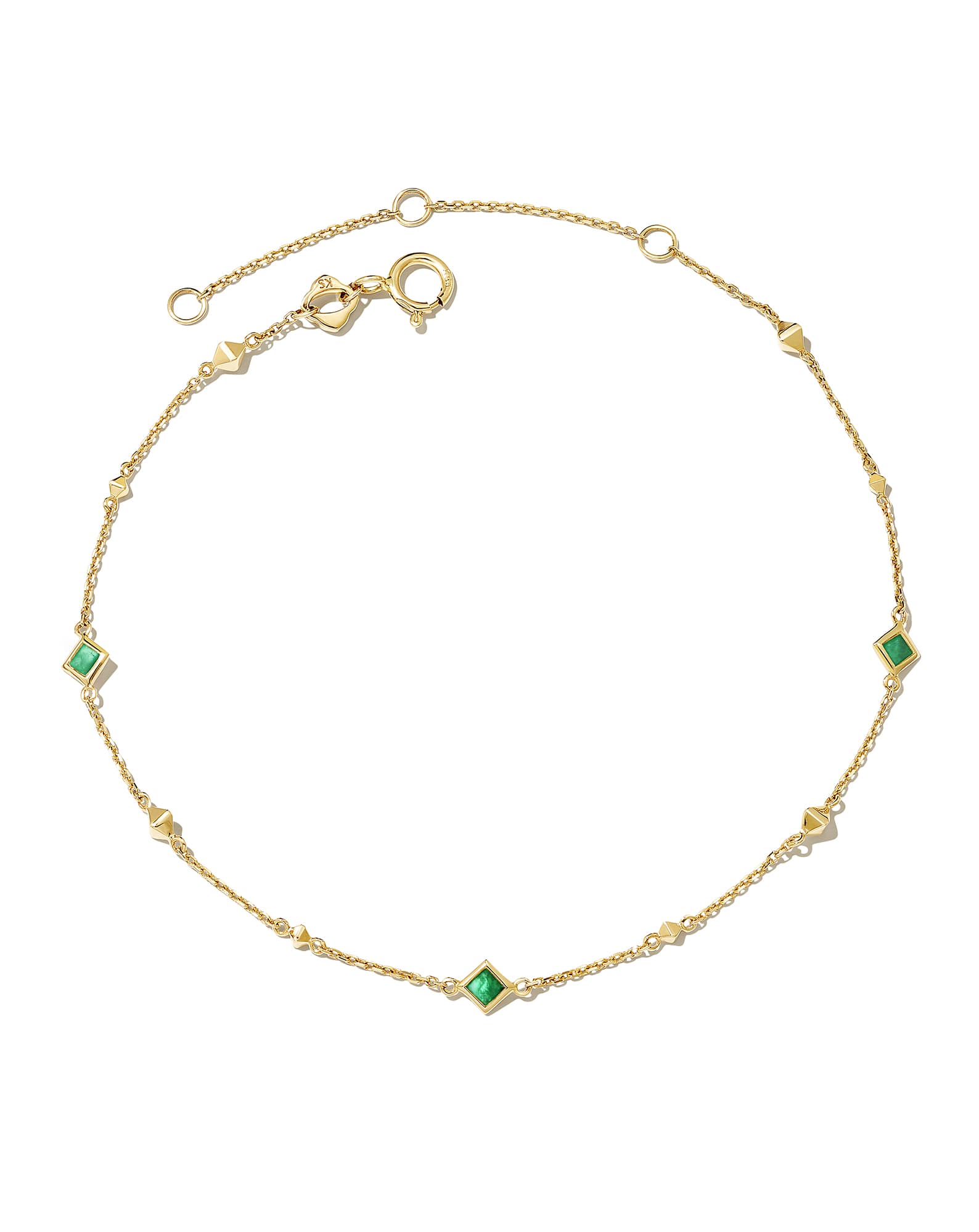 Michelle 14k Yellow Gold Delicate Chain Bracelet in Emerald