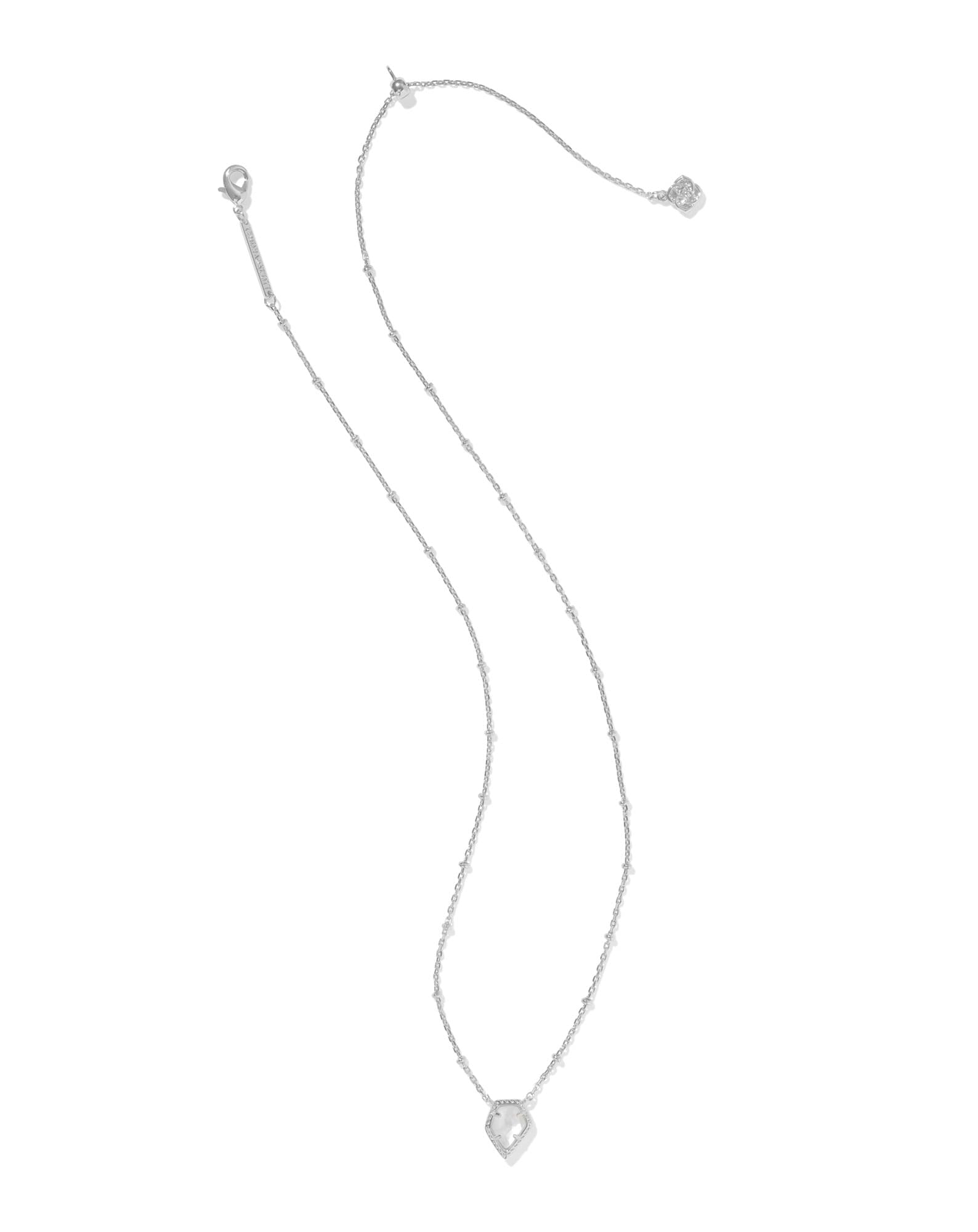 Framed Silver Tess Satellite Short Pendant Necklace in Ivory Mother-of-Pearl