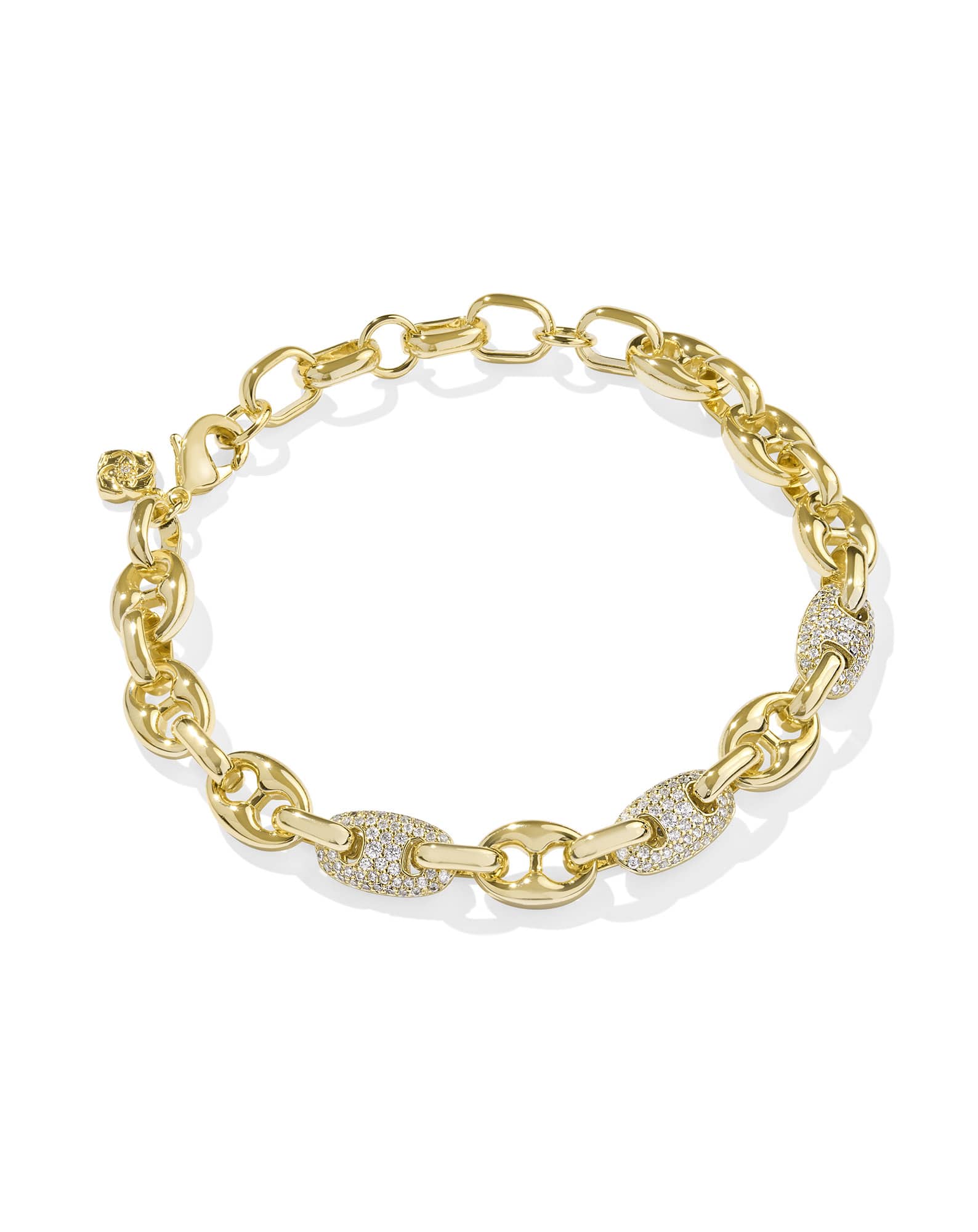 Bailey Gold Pave Chain Bracelet in White Crystal | Kendra Scott