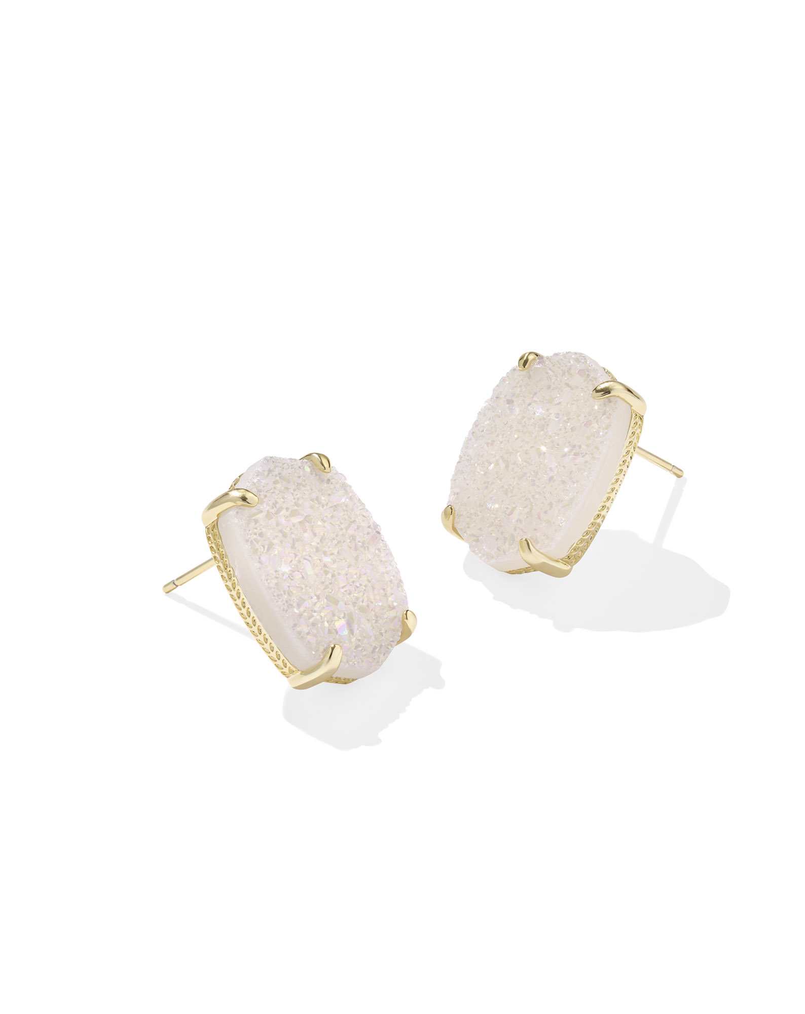 Daphne Gold Large Stud Earrings in Iridescent Drusy