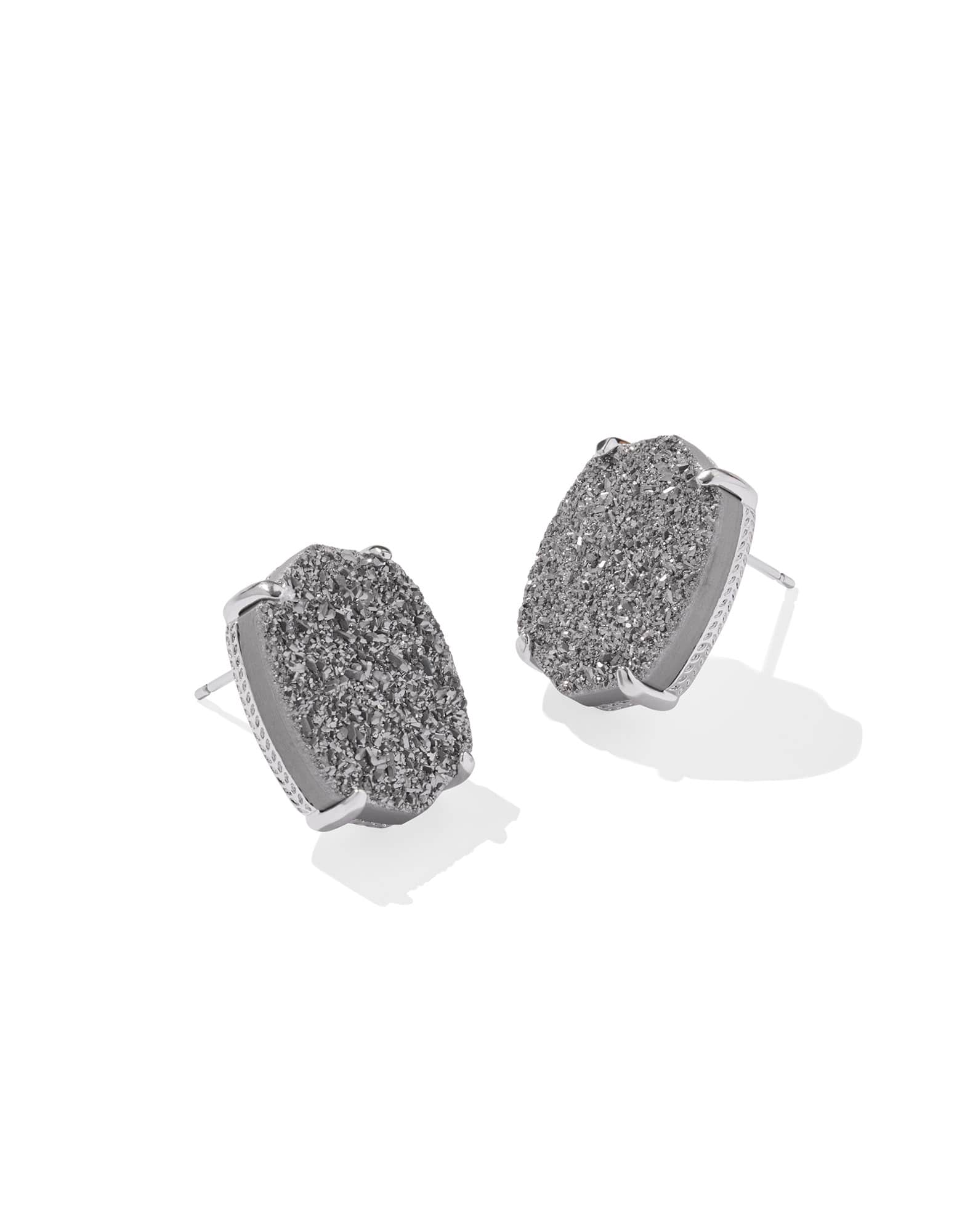 Daphne Silver Large Stud Earrings in Platinum Drusy