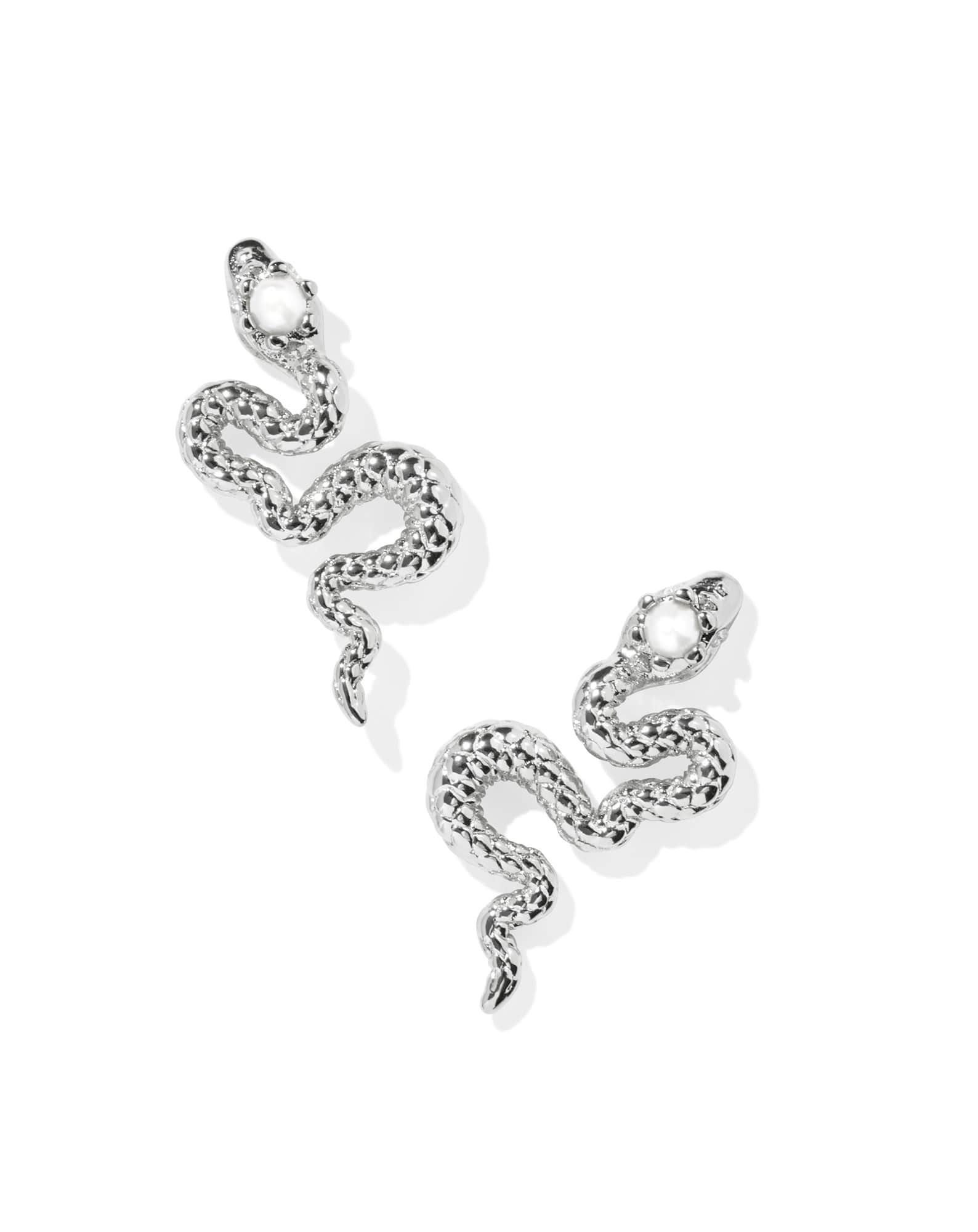 Lyle Silver Snake Stud Earrings in Freshwater Cultured Pearl