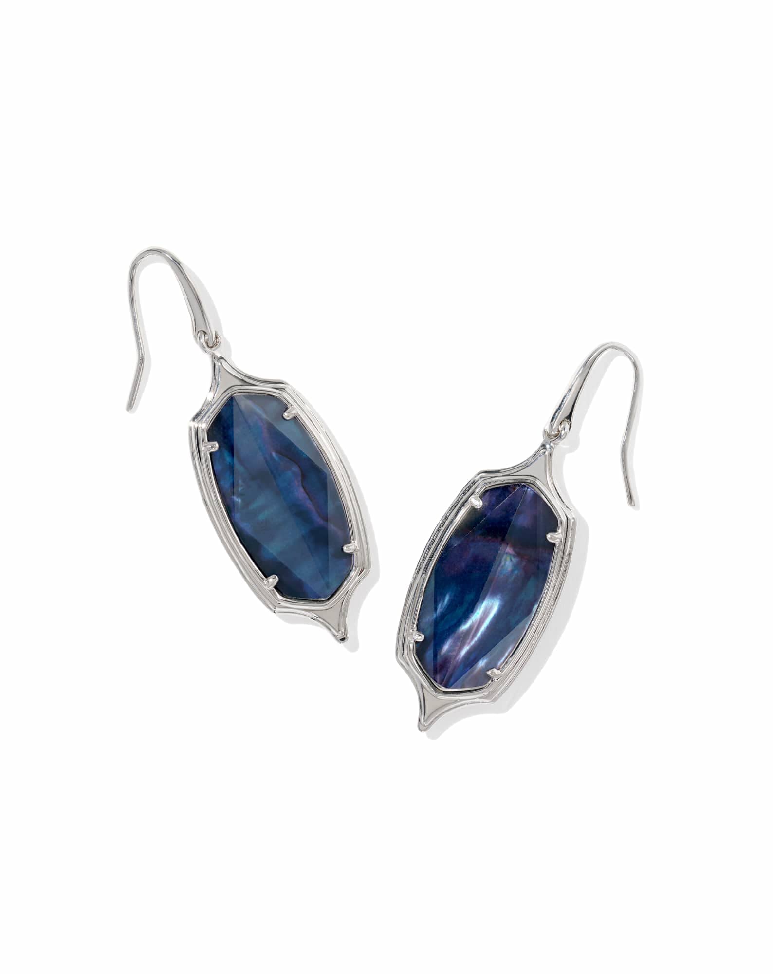 Dani Stepped Frame Silver Drop Earrings