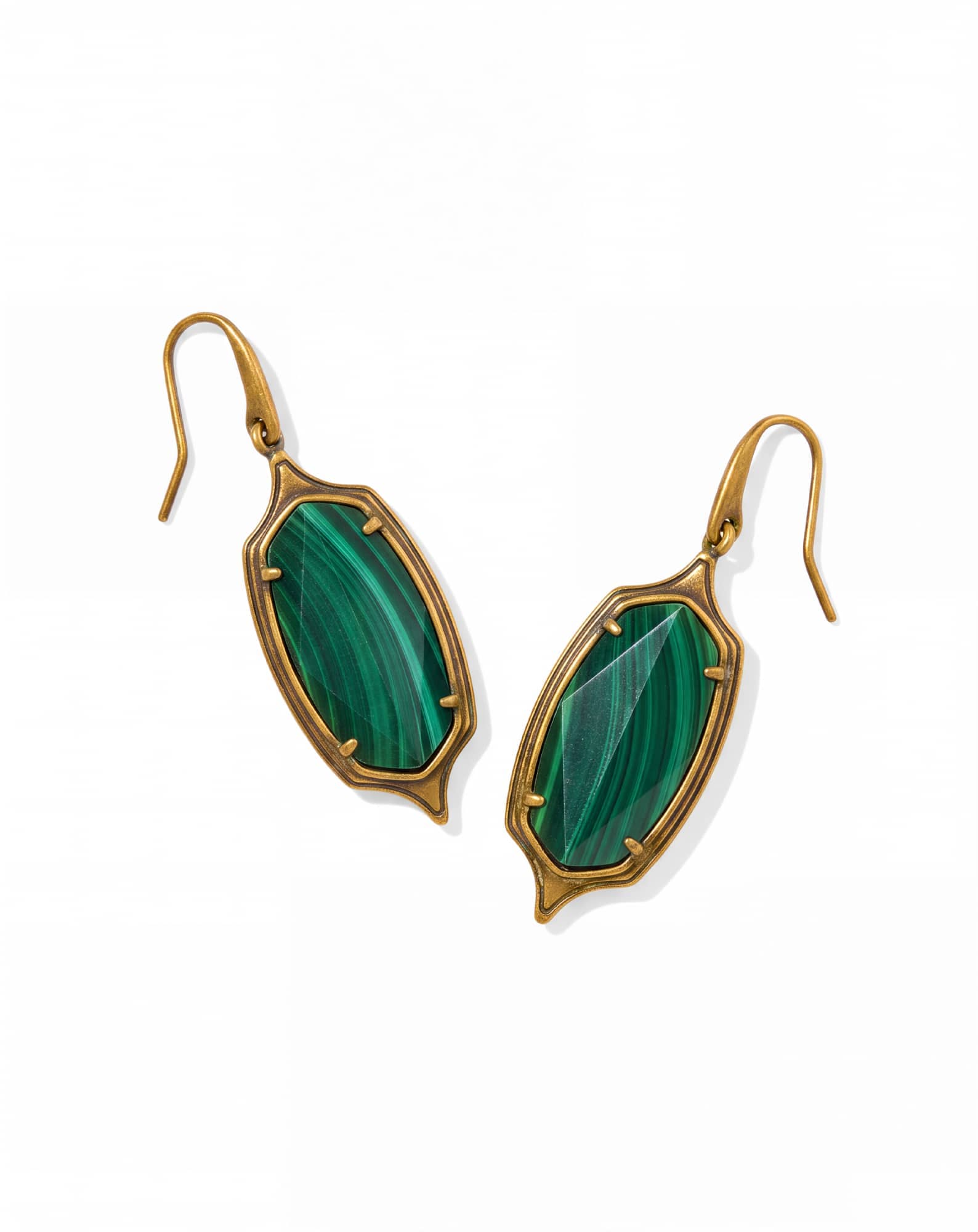 Dani Stepped Frame Vintage Gold Drop Earrings