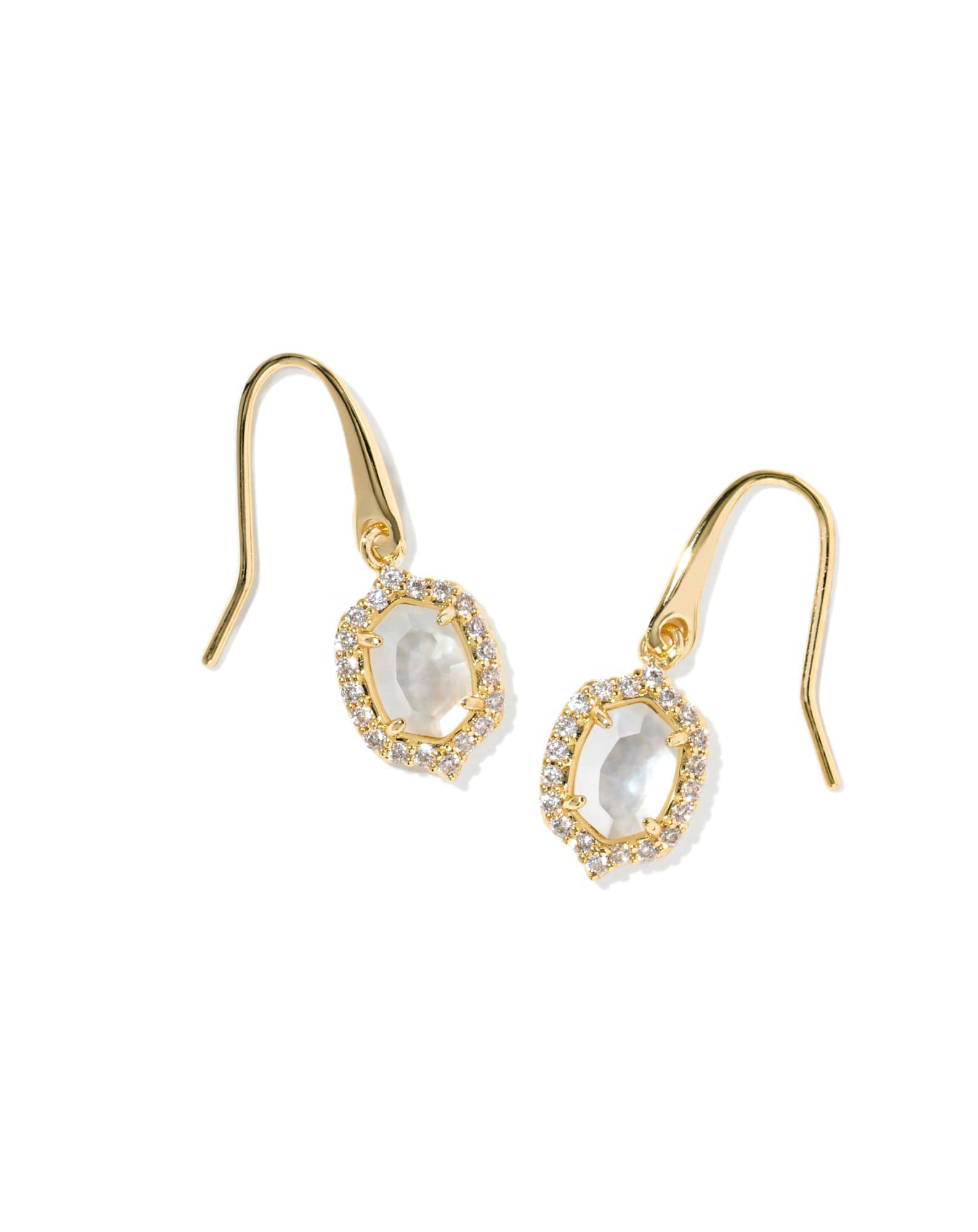 Daphne Crystal Frame Gold Drop Earrings