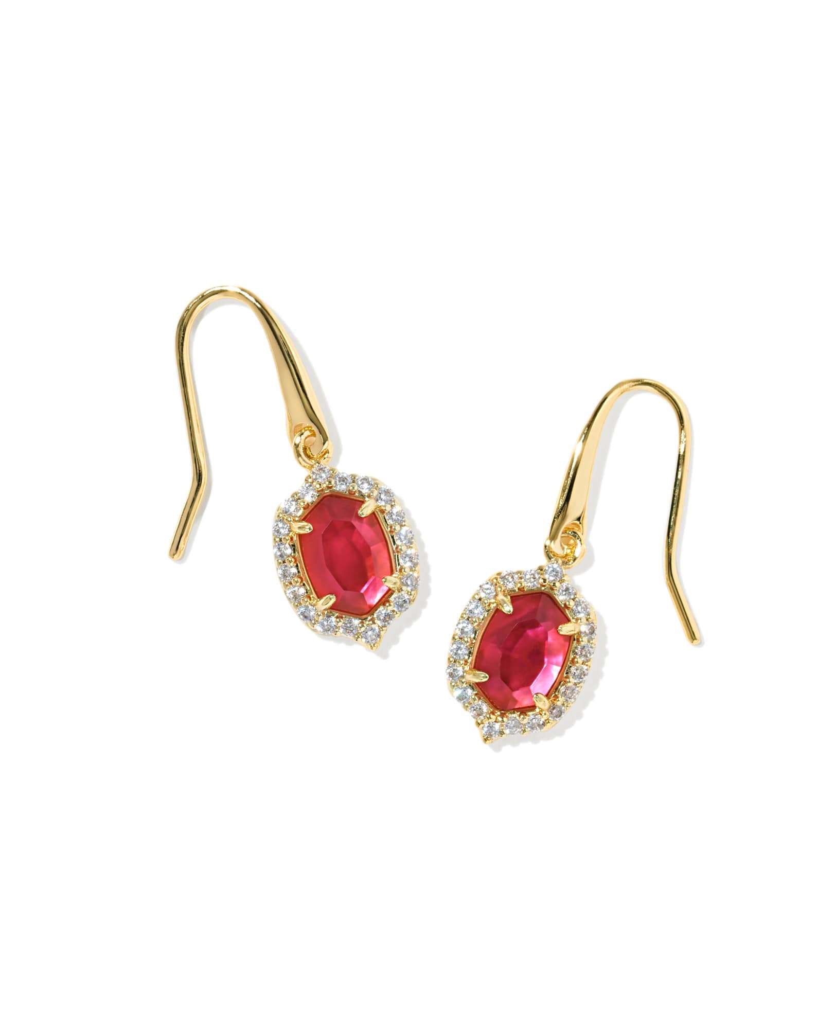 Daphne Crystal Frame Gold Drop Earrings