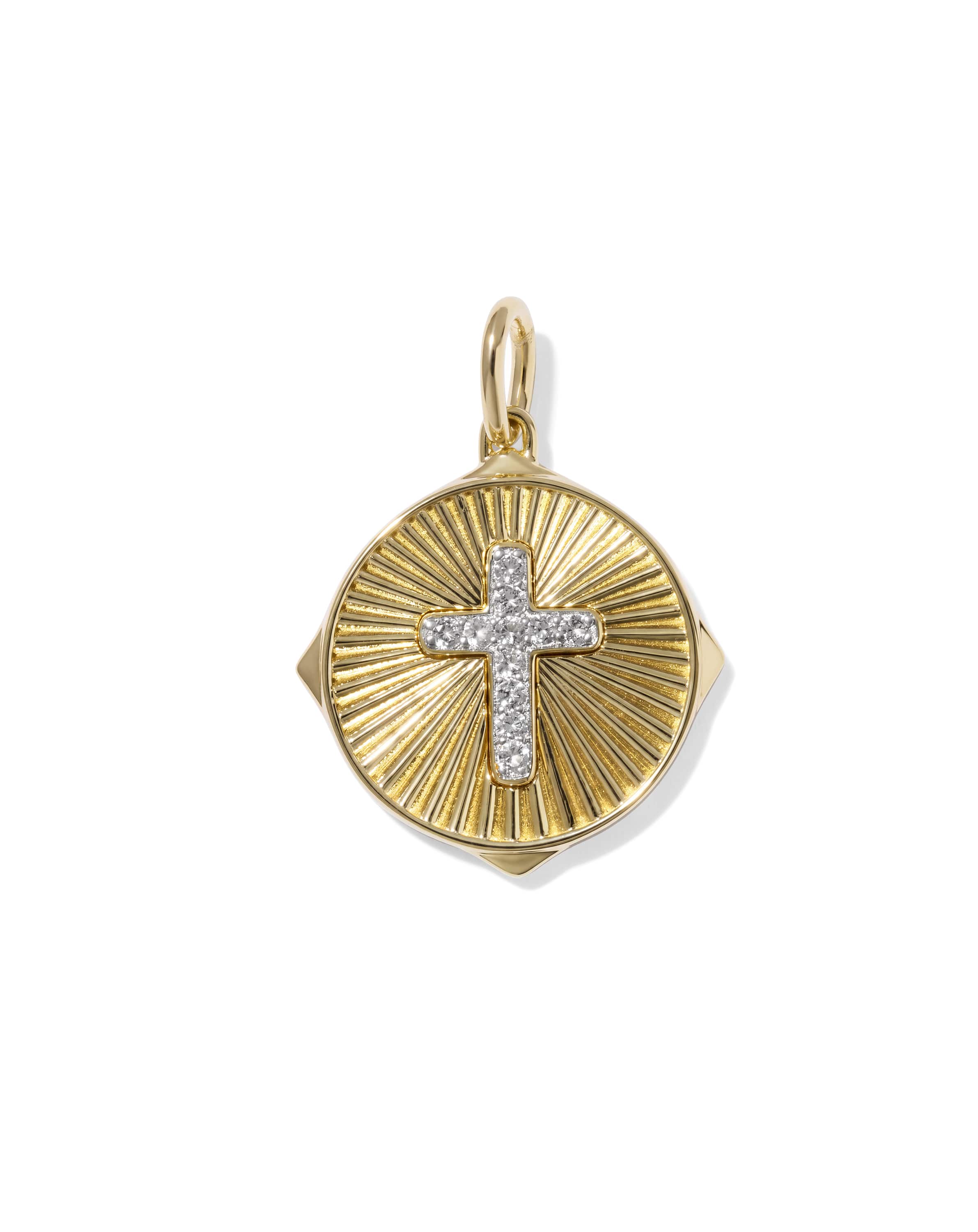 Cross Sunray 18k Gold Vermeil Charm