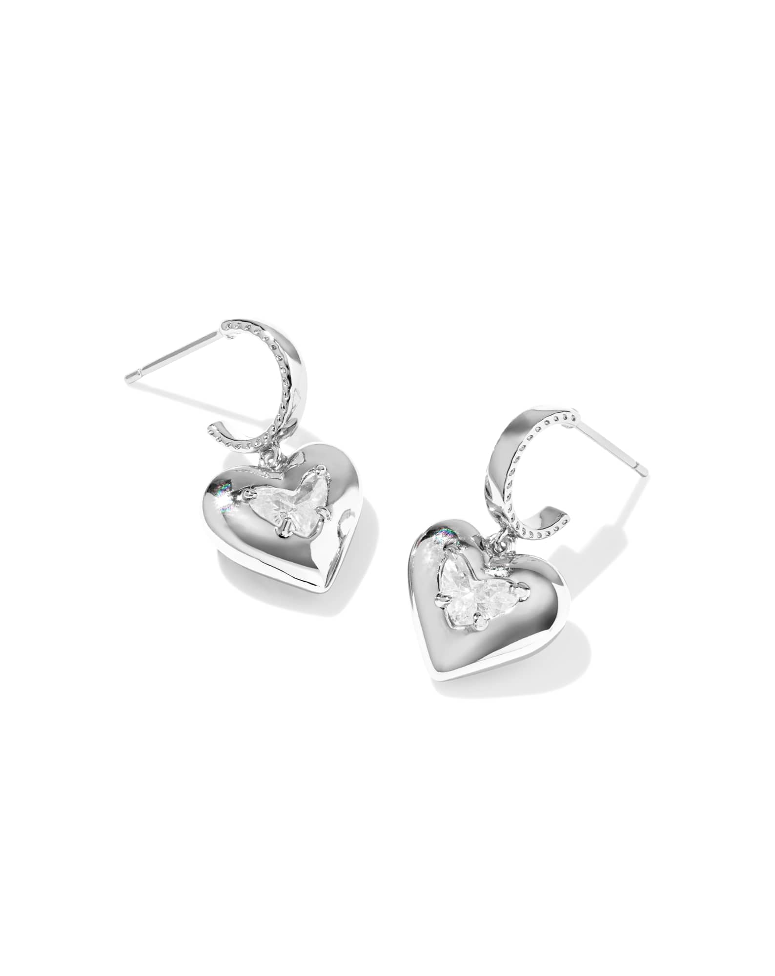 Joanne Silver Heart Huggie Earrings