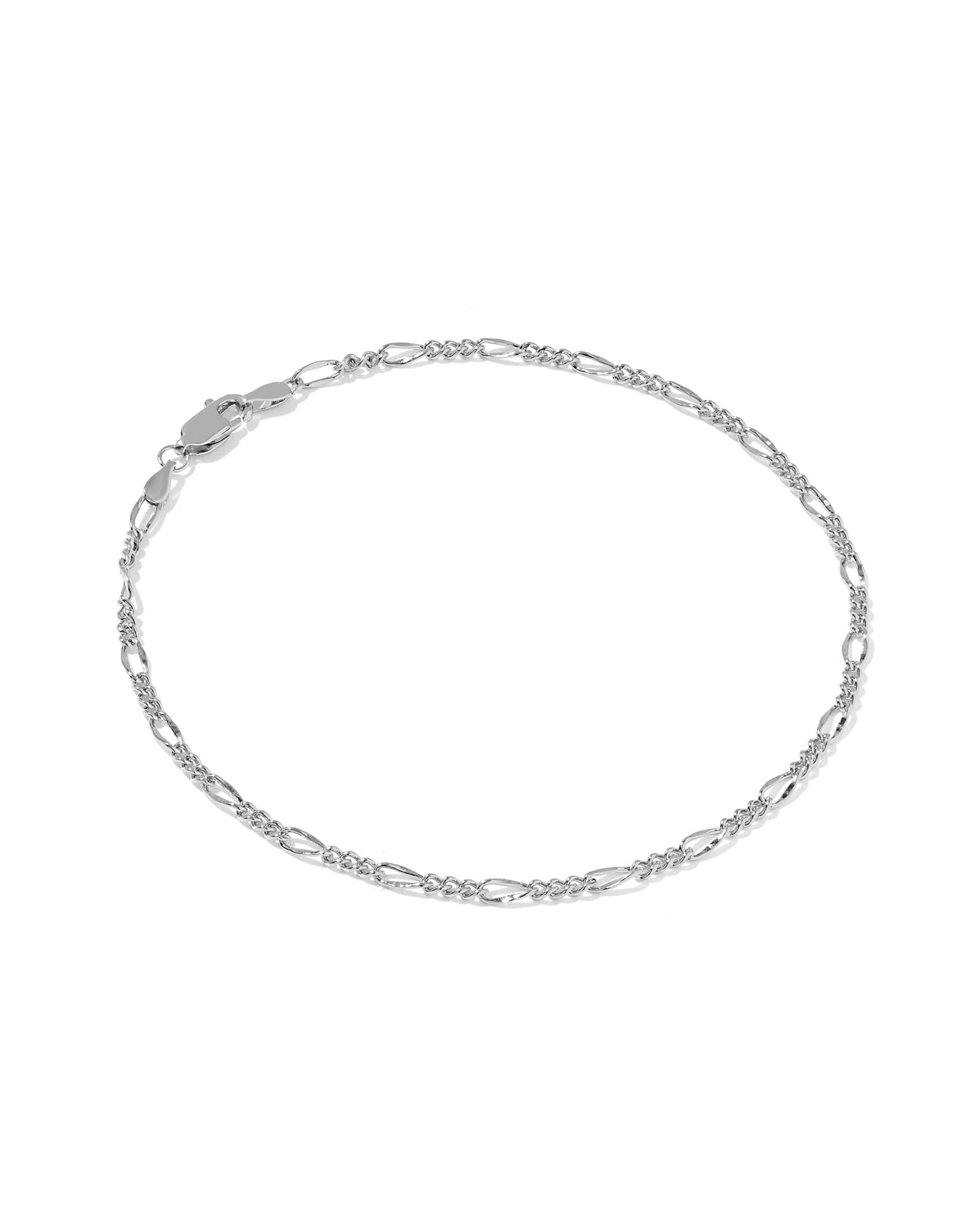 Thin Figaro Oxidized Sterling Silver Chain Bracelet