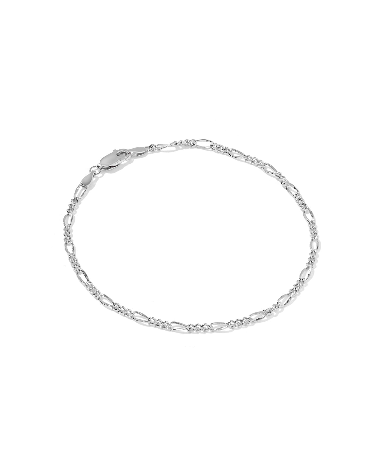 Thin Figaro Oxidized Sterling Silver Chain Bracelet