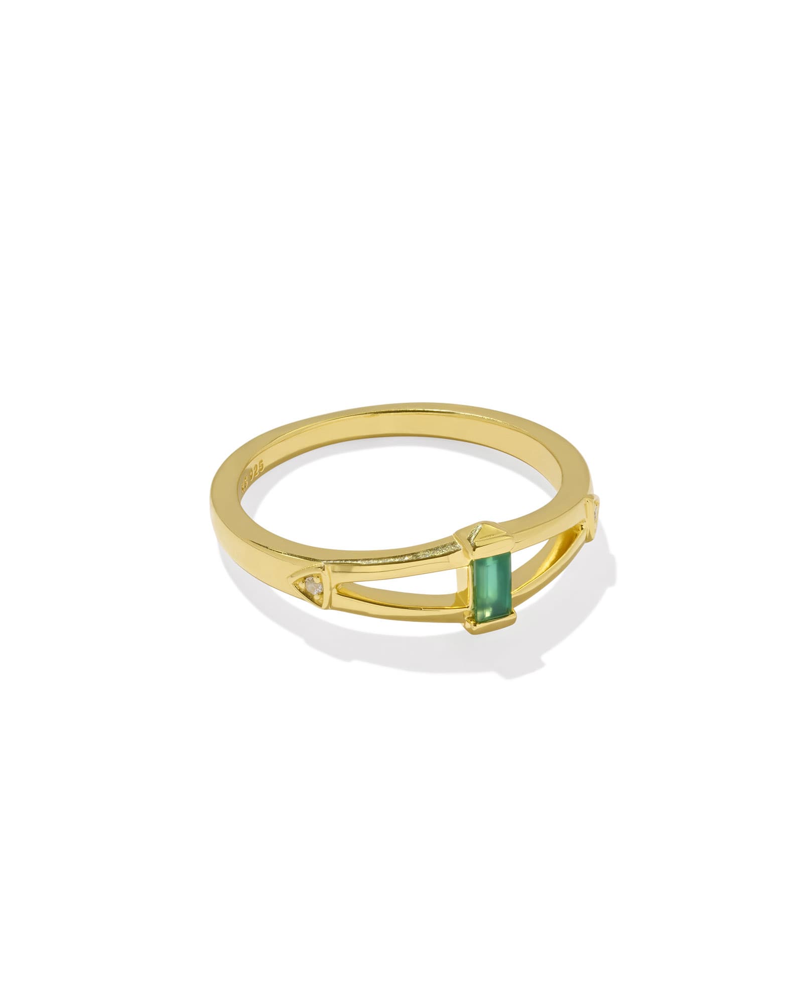 Blythe 18k Gold Vermeil Band Ring in Green Onyx and White Topaz