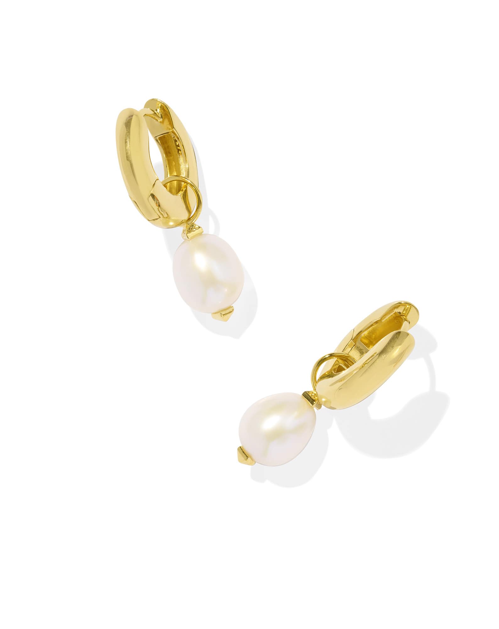 Jessica 18k Gold Vermeil Pearl Huggie Earrings in Freshwater Cultured Pearl