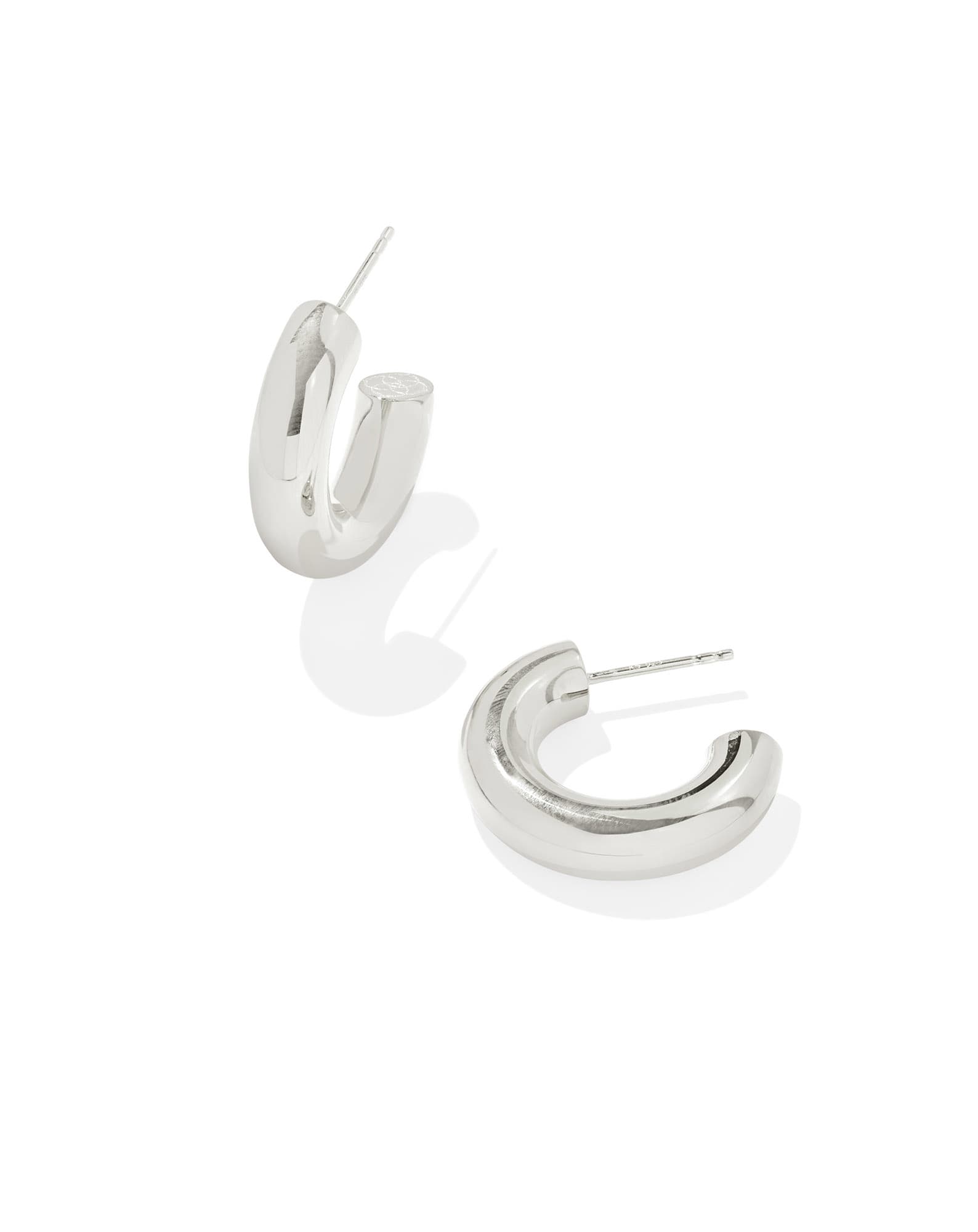 Small Bold Tube Hoop Earrings in Sterling Silver
