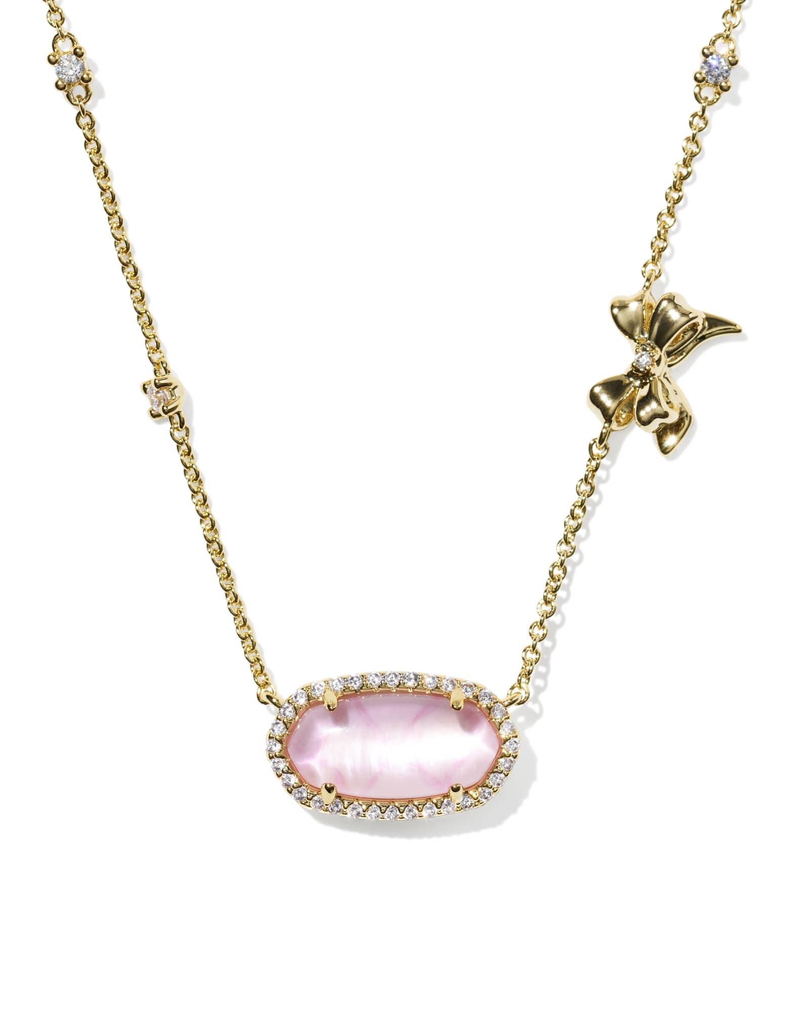 Kendra Scott x LoveShackFancy Elisa Pave Frame Gold Pendant Necklace