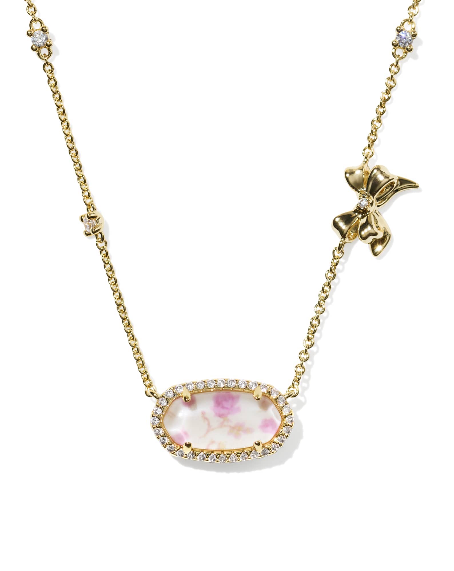 Kendra Scott x LoveShackFancy Elisa Pave Frame Gold Pendant Necklace