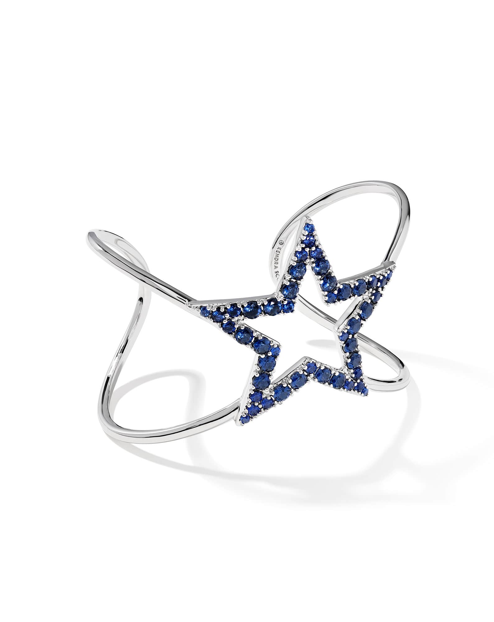 Darcy Silver Cuff Bracelet in Blue Crystal